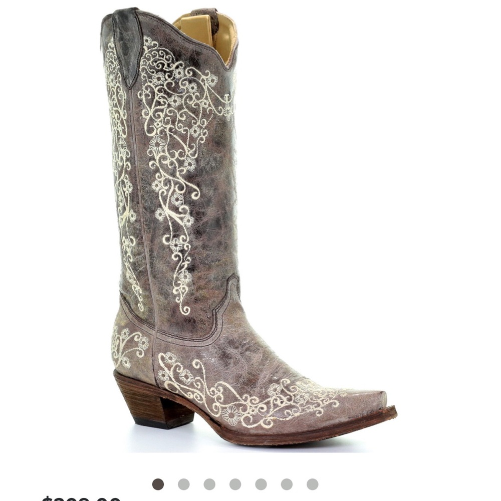 Western Vintage corral brown CRATER WITH BONE EMBROIDERY COWGIRL BOOTS